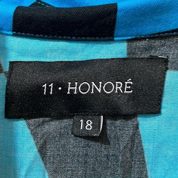 11 Honore Long Sleeve Shirt Dress Blue and Black Checkered Size 18 Relaxed FIt - Picture 3 of 6